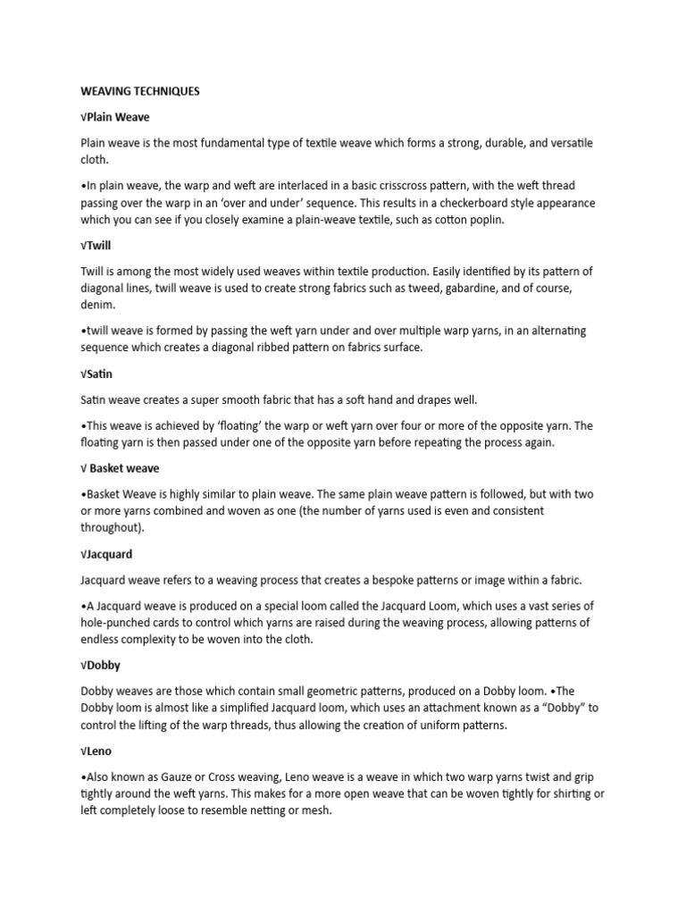 Weaving Techniques PDF Weaving Loom