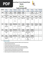 Date Sheet For Monthly Test October