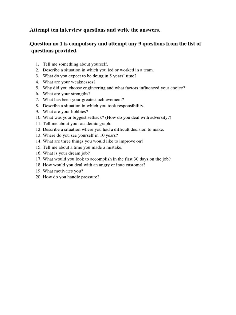 Top 10 Interview Questions & Answers | PDF