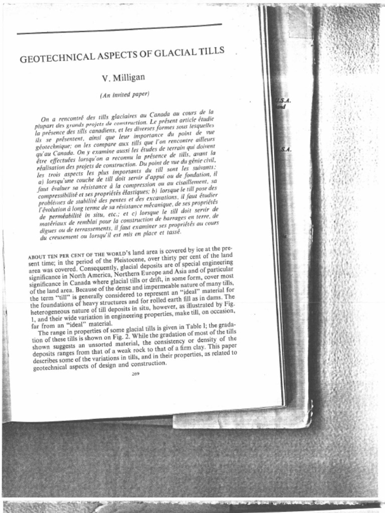 Geotechnical Aspects of Glacial Tills | PDF