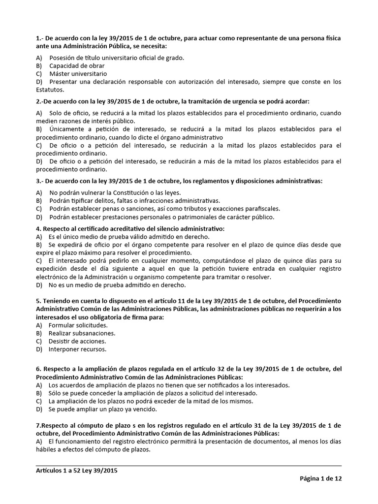 Administrativo examenes articulos 1 52 sin soluciones pdf