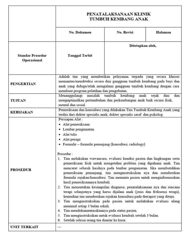 Penatalaksanaan Klinik Tumbuh Kembang Anak Rev 01 Pdf