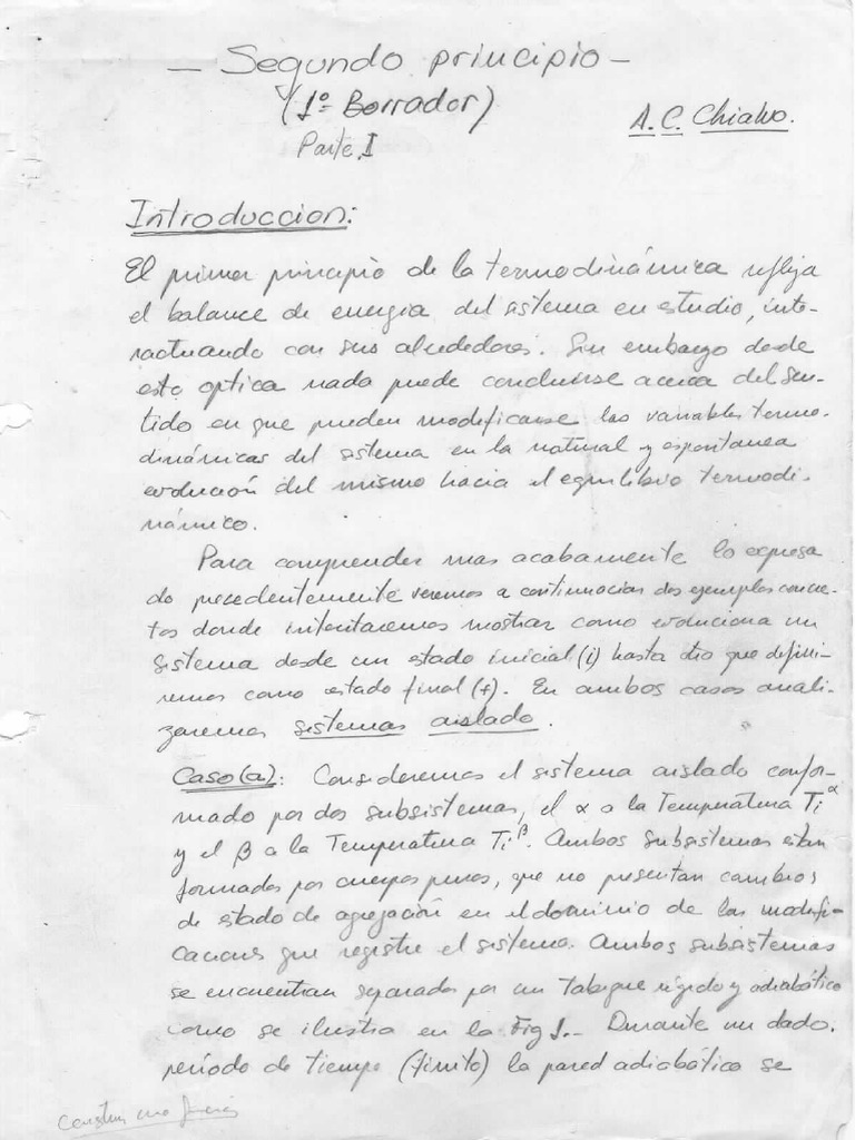 Apunte Manuscrito - Segundo Pcipio - Chialvo | PDF