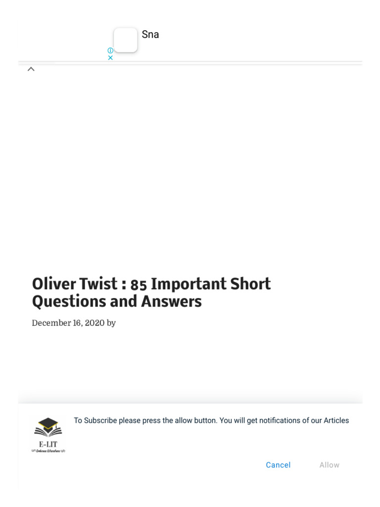 Questions About Oliver Twist