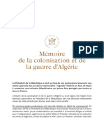 Mémoire de La Colonisation Et de La Guerre D'algérie