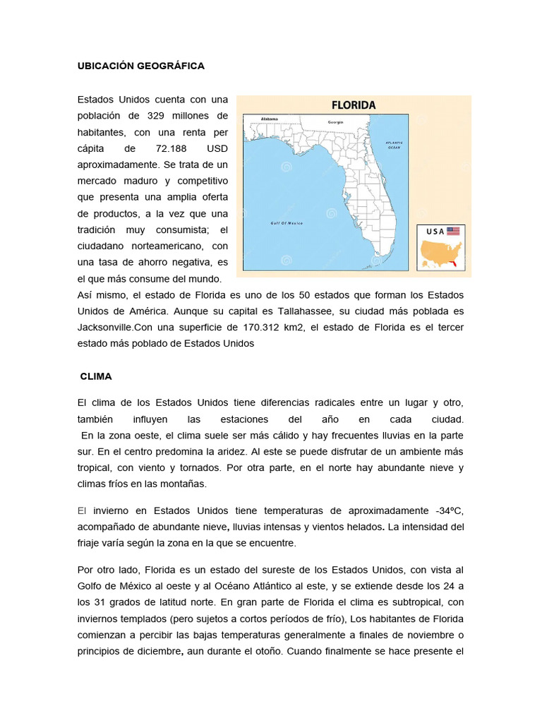 Datos sobre Florida: Población y Clima | PDF | Florida | Clima, image size:768x1024