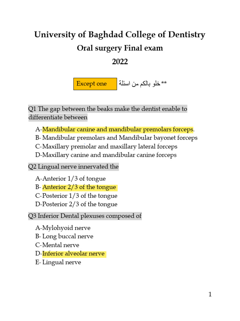 Mcq. Surgery PDF Anesthesia Dentistry
