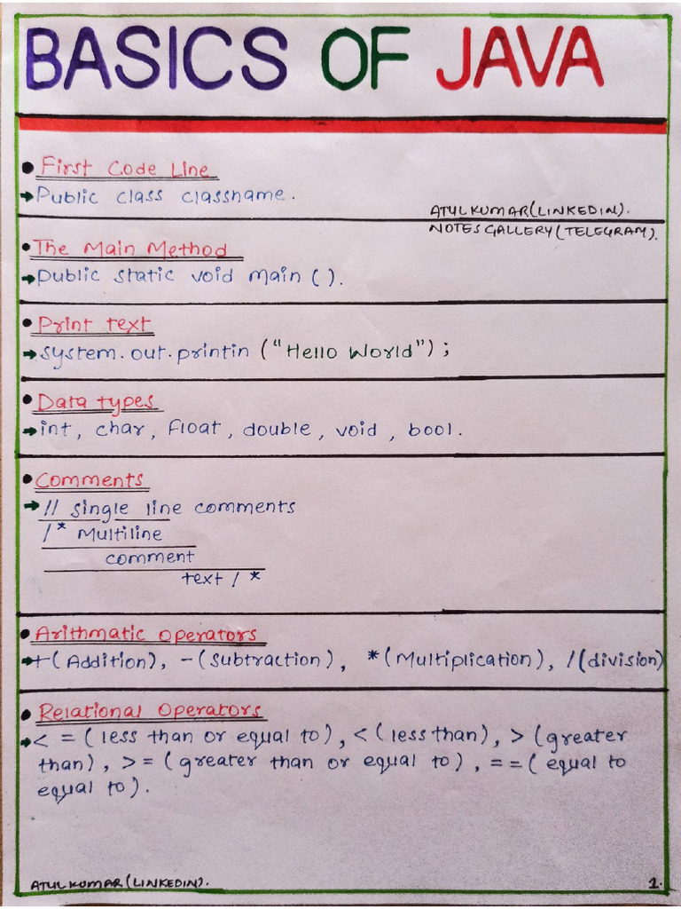 ?BASICS OF JAVA ? ️ SERIES -2 PART -1 | PDF