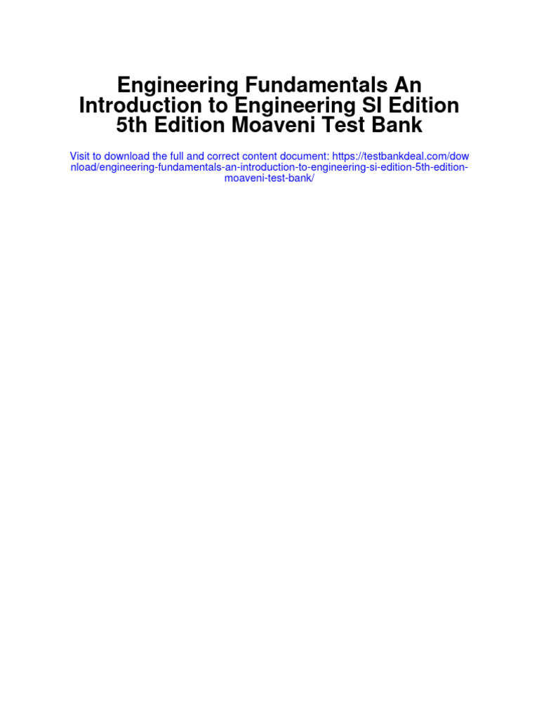 Engineering Fundamentals An Introduction To Engineering Si Edition 5th
