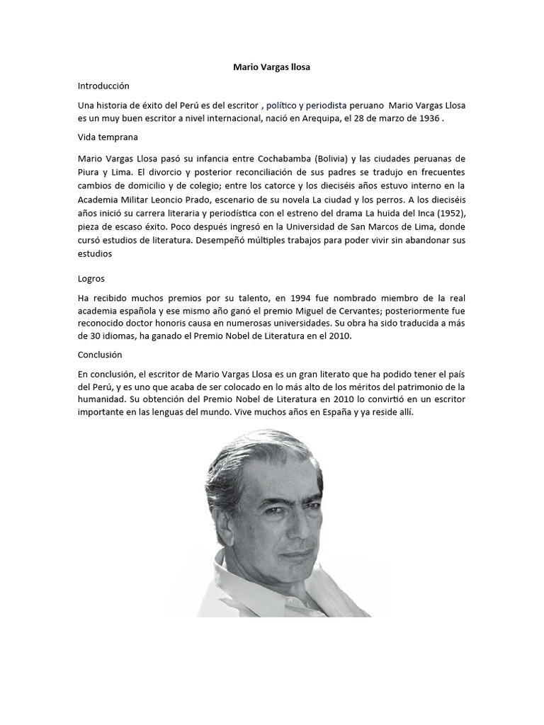 Mario Vargas Llosa | PDF | Historia | Clásicos