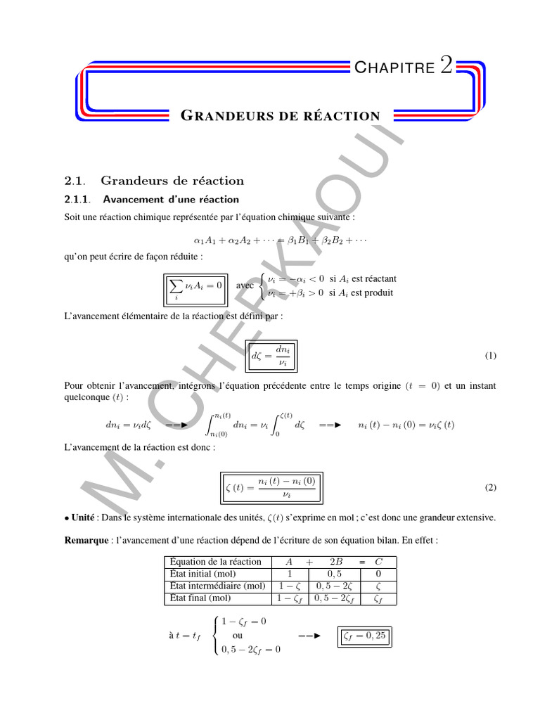 Grandeurs de Réaction en Chimie | PDF | Réactions chimiques | La nature