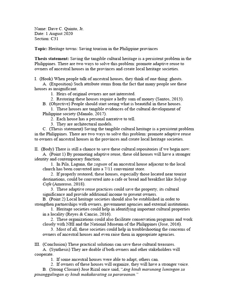 GEPCOMM - Persuasive Speech Outline (Template) | PDF