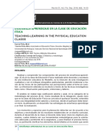 Enseñanza-Aprendizaje en La Clase de Educación Física: Teaching-Learning in The Physical Education Classs