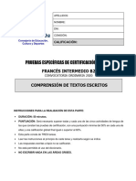 Pruebas Específicas de Certificación de Nivel: Francés Intermedio B2 Comprensión de Textos Escritos