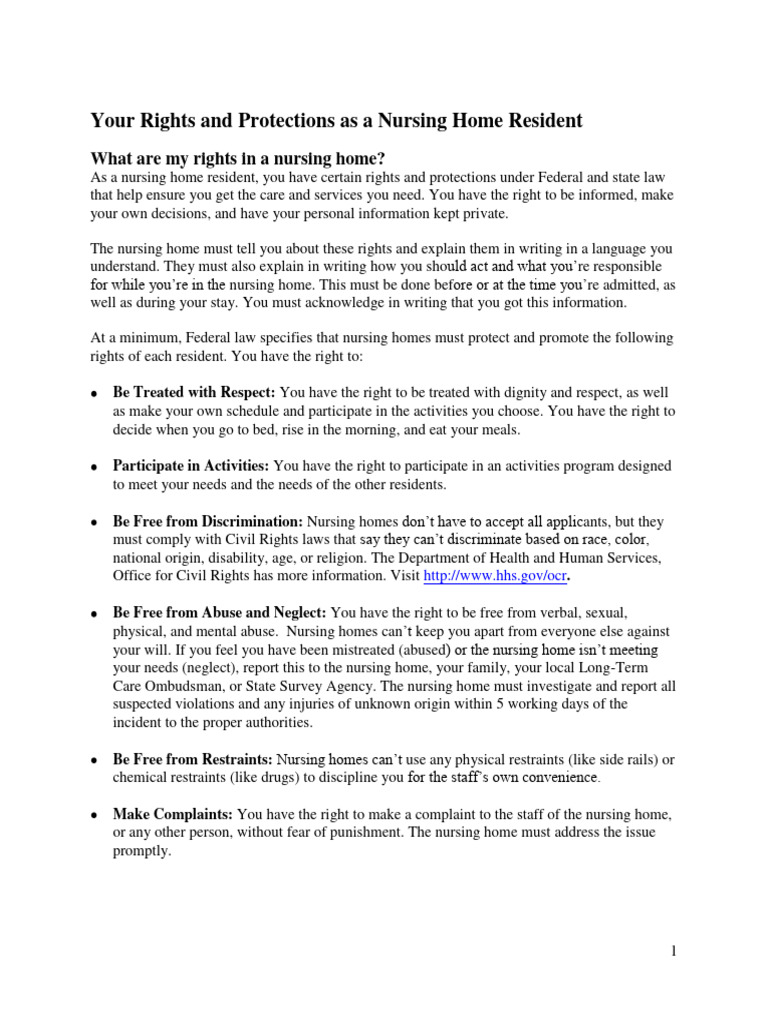 Nursing Home Resident Rights Explained | PDF | Nursing | Medicaid