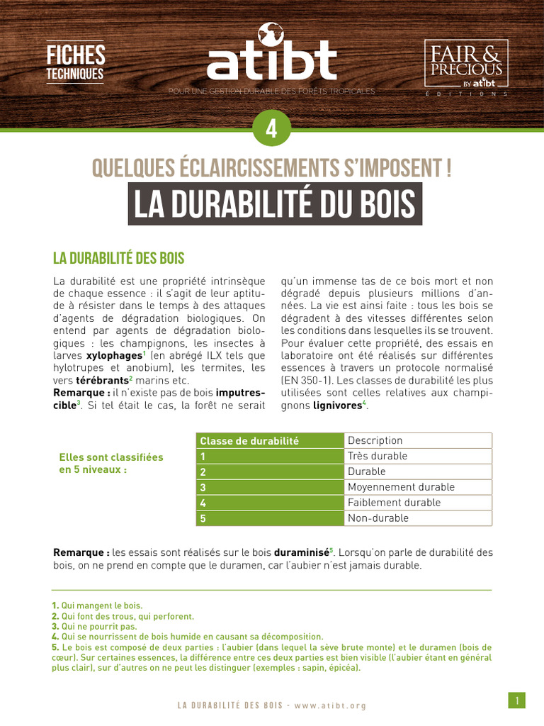 Durabilité et classes du bois | PDF | Bois (matériau de construction ...