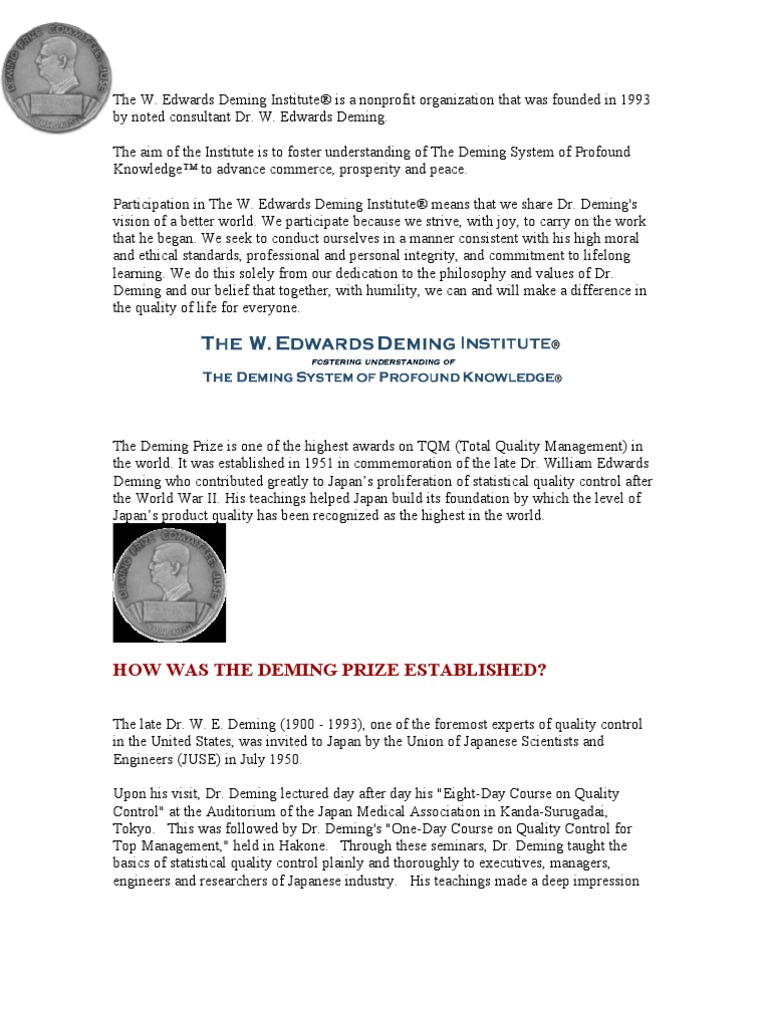 41+ W Edwards Deming Contribution To Quality Management Background