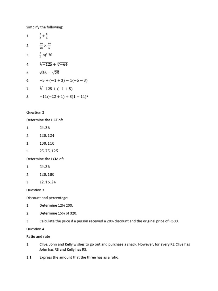 Grade 8 Paper 1 Worksheet 231111 101815 PDF Applied Mathematics