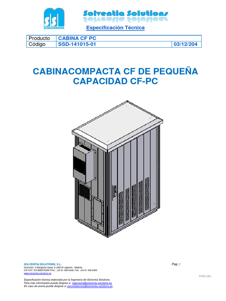 Especificacion Tecnica Cabina CF-PC Micro 3G Texto | PDF | Termostato ...