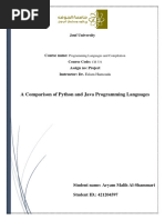 A Comparison of Python and Java Programming Languages 