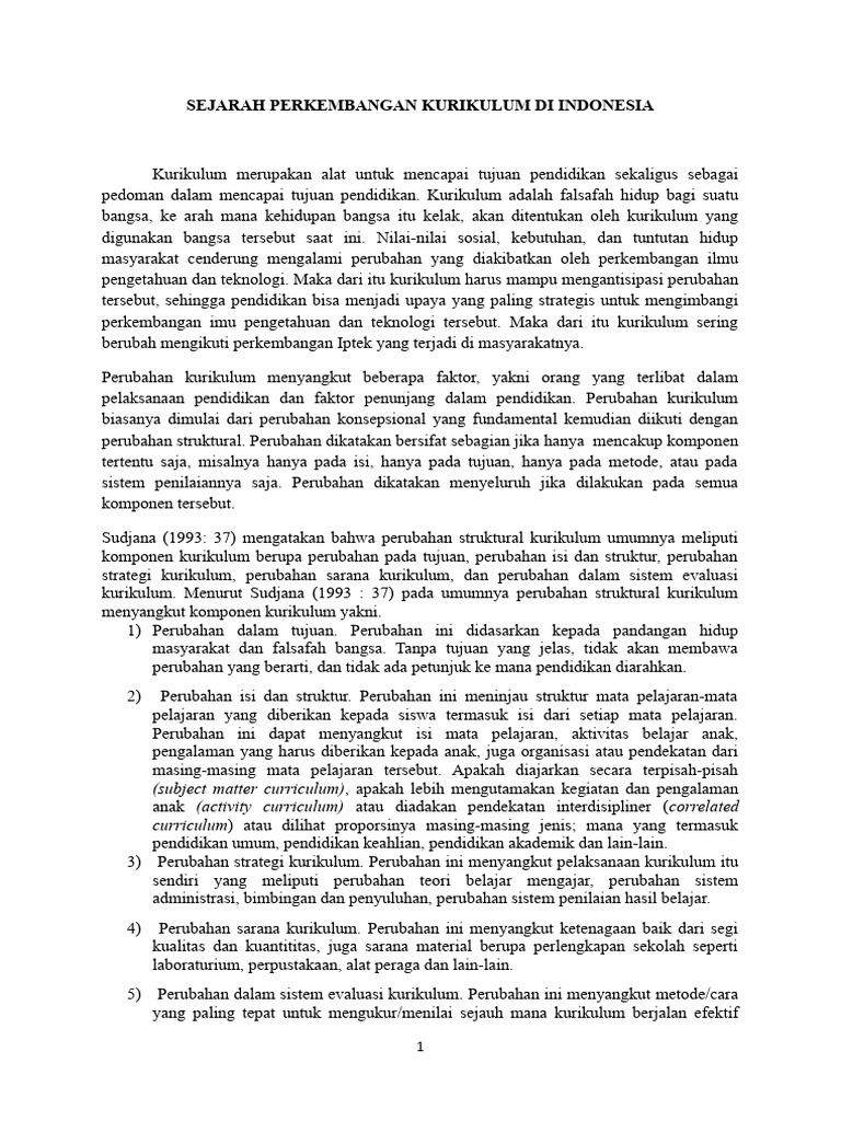 Sejarah Kurikulum di Indonesia