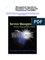 Service Management Operations Strategy Information Technology 8th Edition Fitzsimmons Test Bank