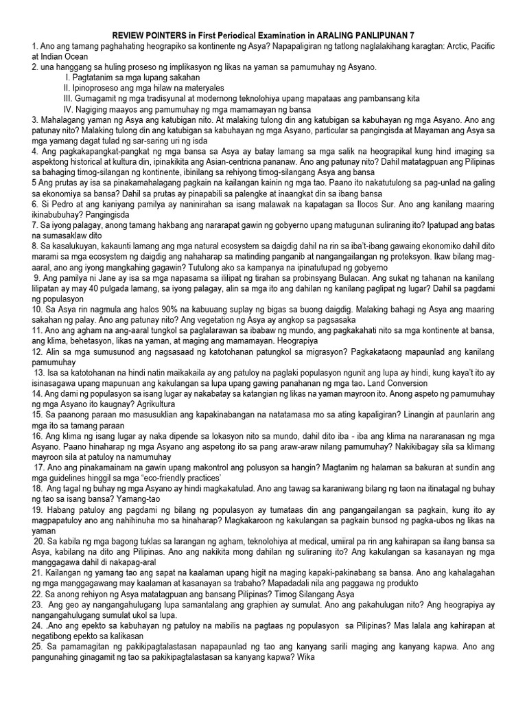 Review Pointers in Ap7 Quarter1 | PDF