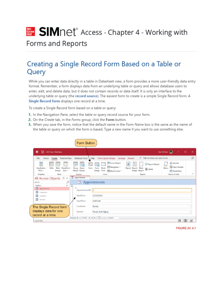Create Single Record Forms in Access | PDF