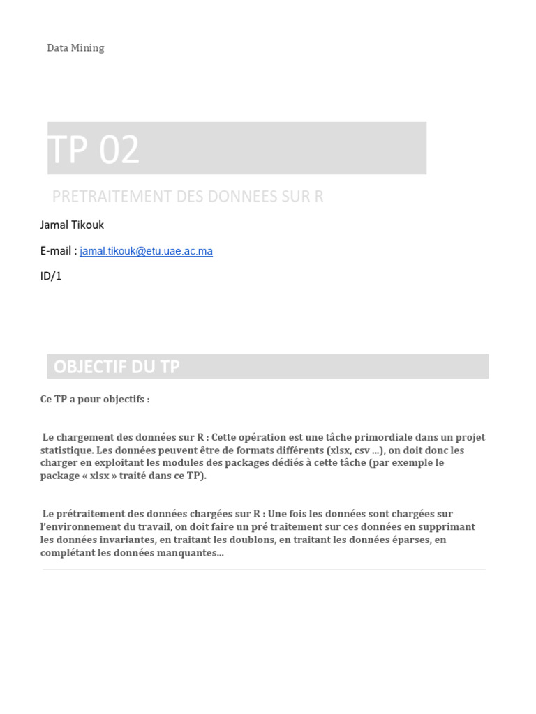 Prétraitement des données sur R | PDF | Donnée aberrante | Statistiques
