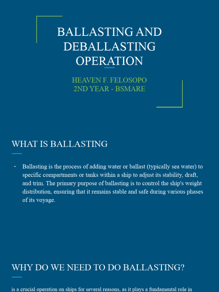 Ballasting and Deballasting Operation PDF Ships Pump