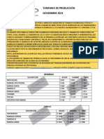 Tarifario de Producción Noviembre 2023