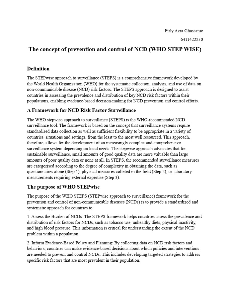WHO STEPwise Approach to NCD Surveillance | PDF | Non Communicable ...