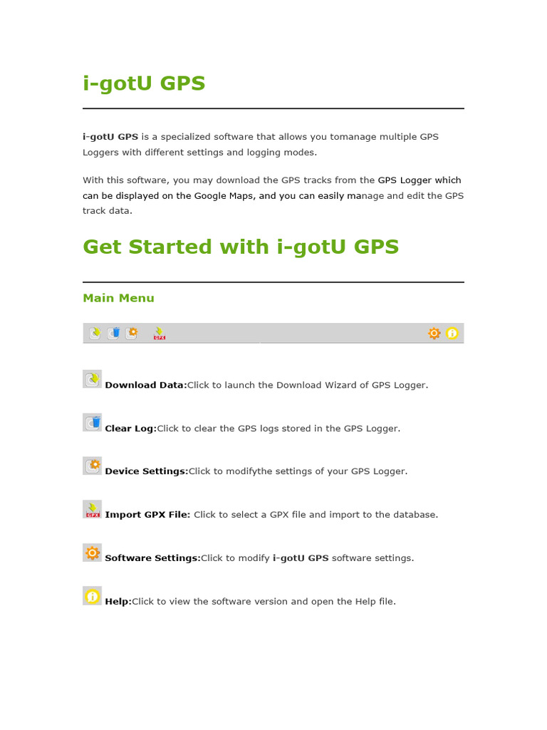 i-gotU GPS Logger Management Guide | PDF | Bluetooth | Global ...