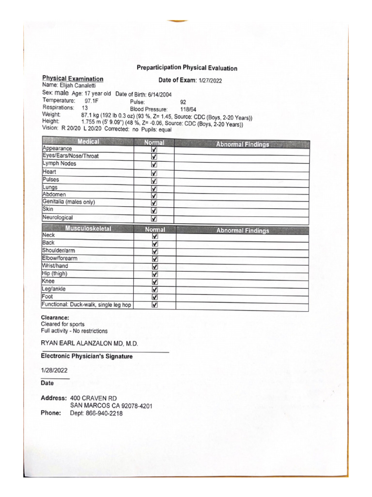 Preparticipation Physical Evaluation | PDF