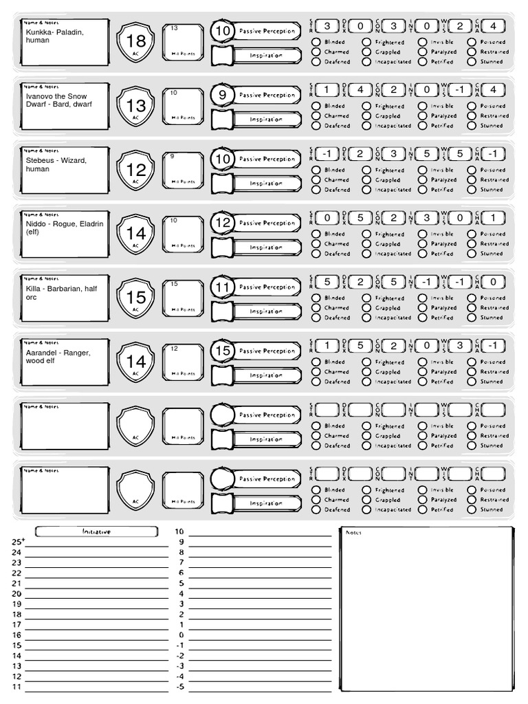Encounter Sheet 8 Blocks PDF