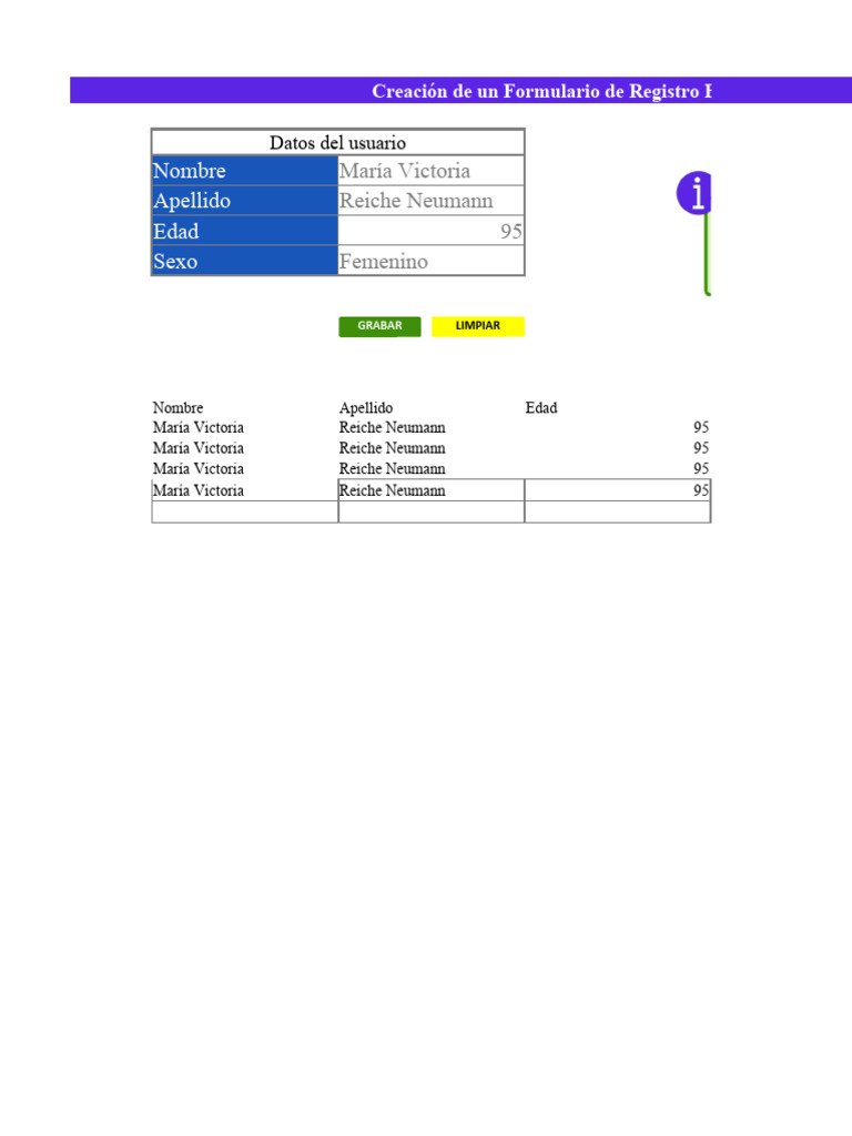Formulario de Registro en Excel Avanzado | PDF