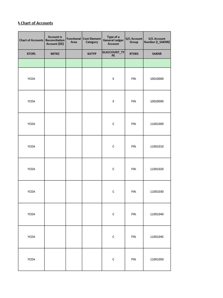 YCOA Chart of Accounts Overview | PDF | Accounting | Financial Services