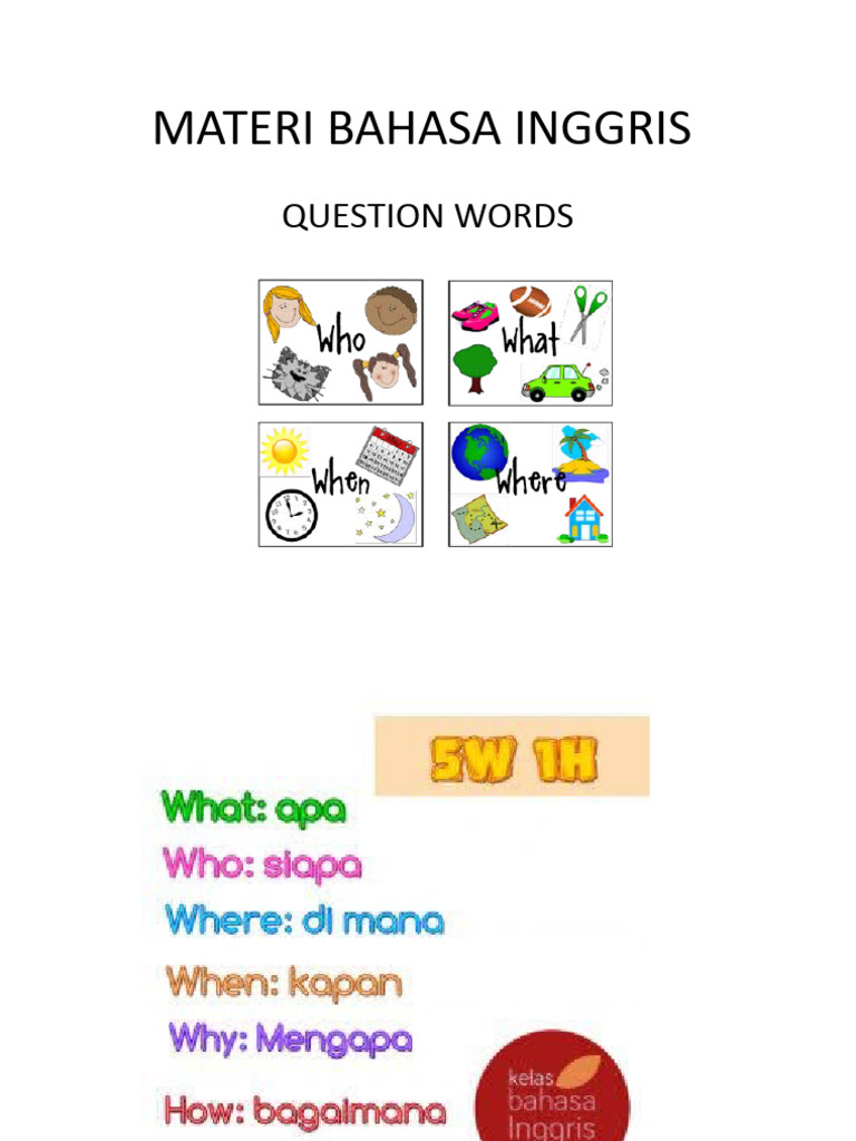 Materi Bahasa Inggris Kelas 3 Sd Question Word Pdf