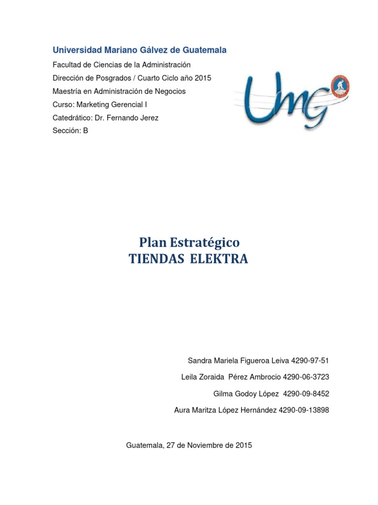Plan Estrategico Elektra PDF Marketing Producto (Negocio)