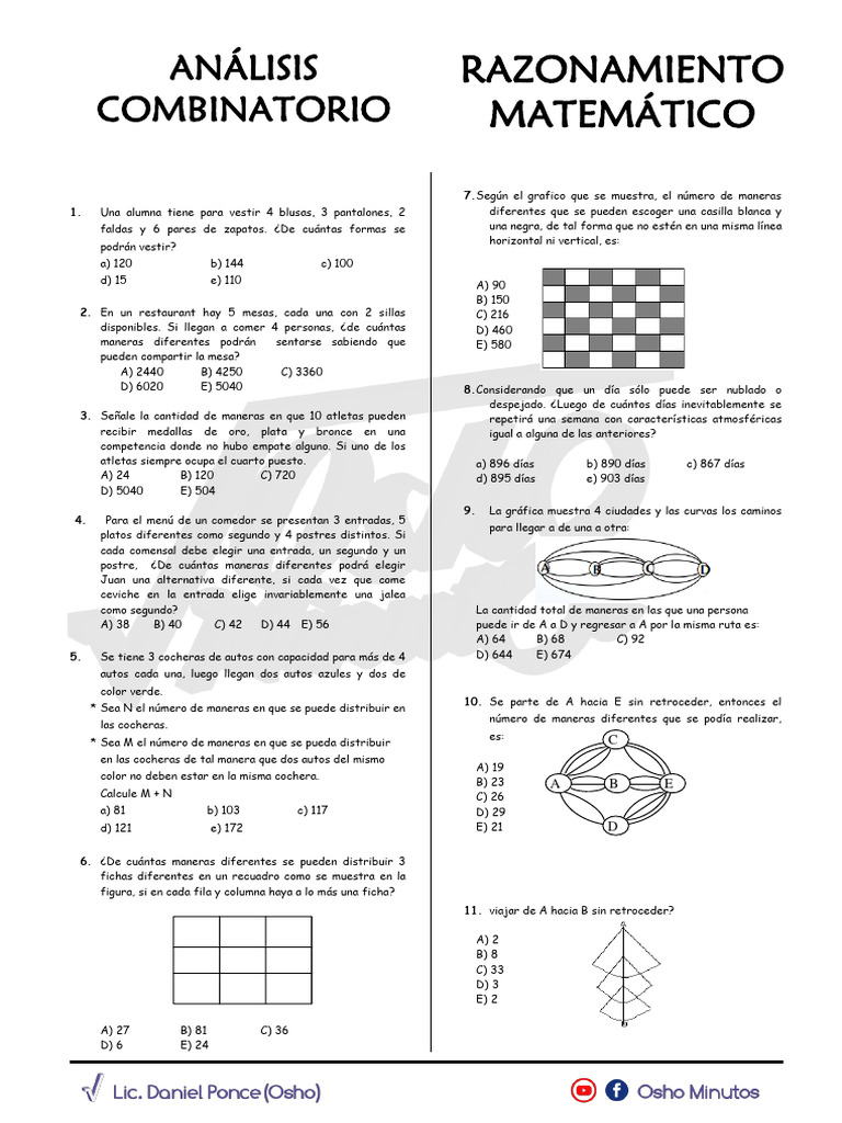 Ejercicios de Combinatoria Resueltos | PDF