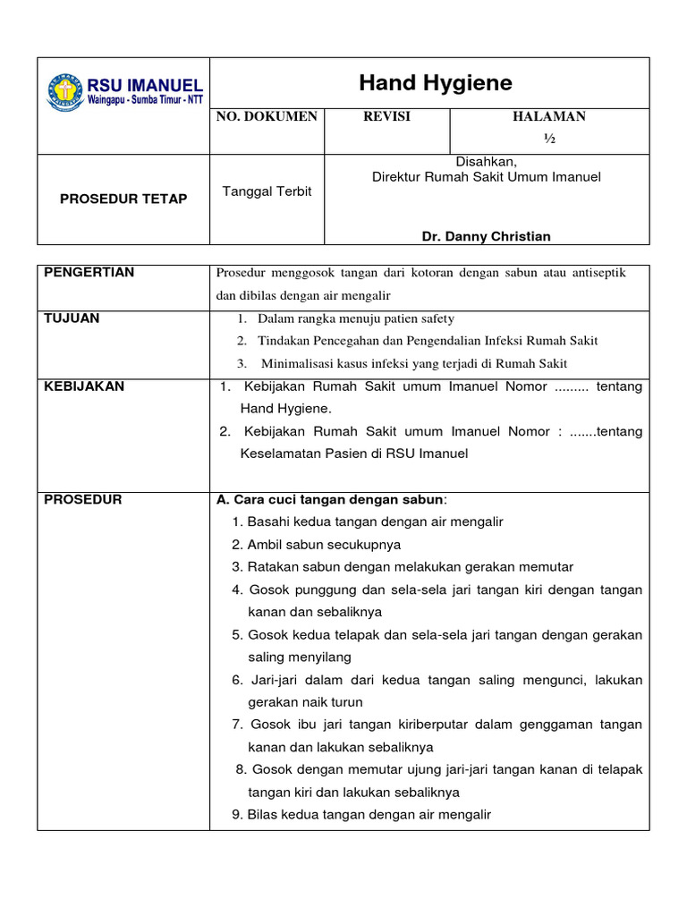 Prosedur Cuci Tangan di RS Imanuel | PDF