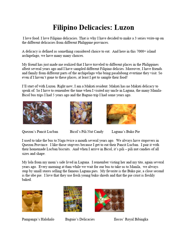 Filipino Delicacies - Luzon | PDF | Baking | Breads