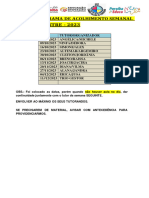 Cronograma de Acolhimento 2023 Semanal Por Tutor 0rganizador 1º Semestre PDF