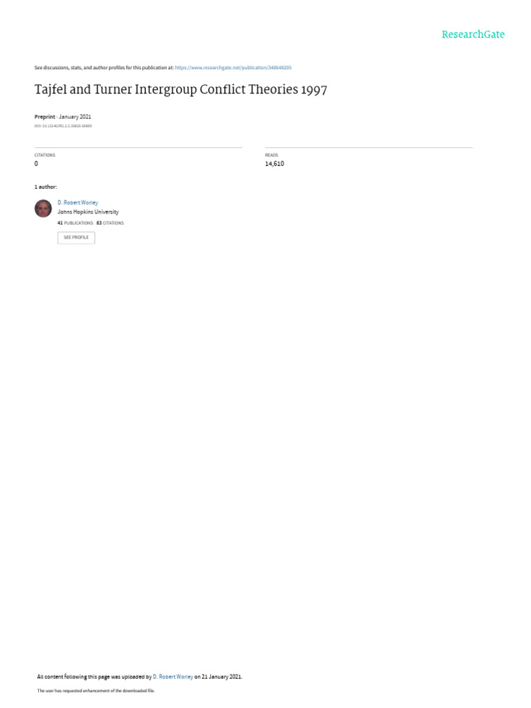 Section Intergroup Conflict Theories Pdf Behavioural Sciences