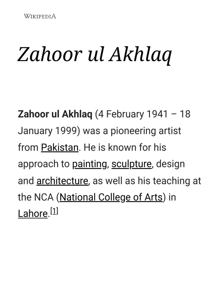 Zahoor Ul Akhlaq - Wikipedia | PDF