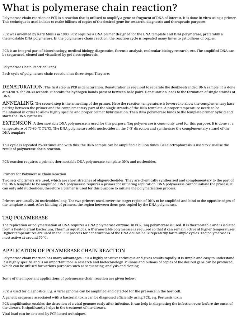 Text To PDF PDF Polymerase Chain Reaction Primer Molecular Biology 