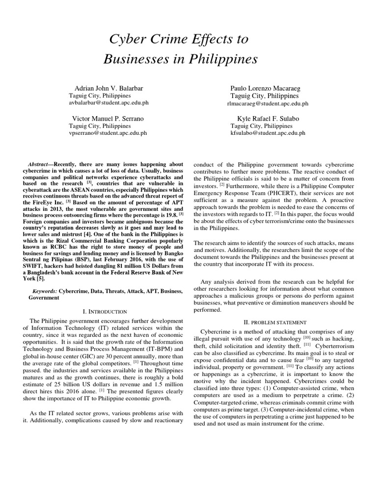 Cyber Crime Effects To Businesses in Phi2 PDF Computer Security