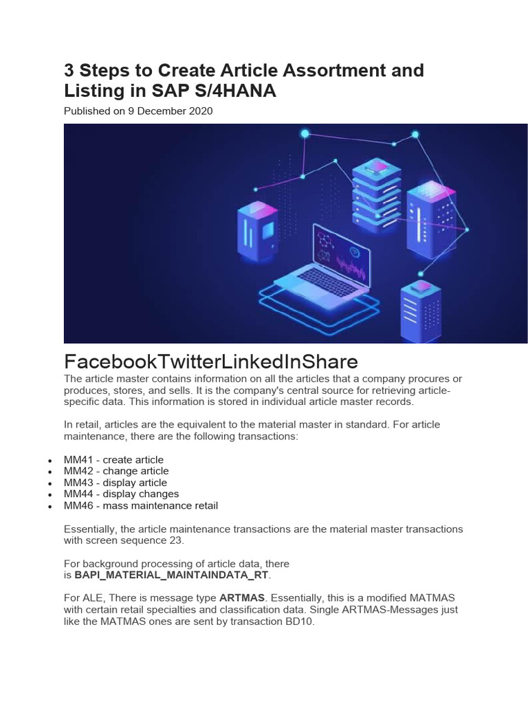 Article Assortment Creation in SAP S/4HANA | PDF | Point Of Sale ...