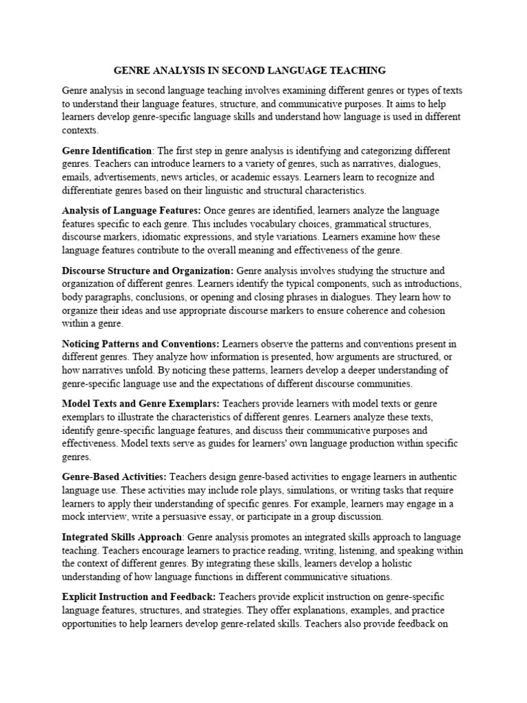 Genre Analysis in Language Teaching | PDF | Second Language Acquisition ...