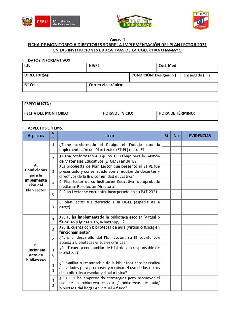 Anexo 4 Plan Lector Pdf Bibliotecas